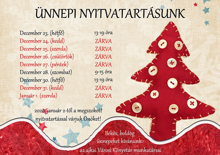 Ünnepi nyitvatartás 2019